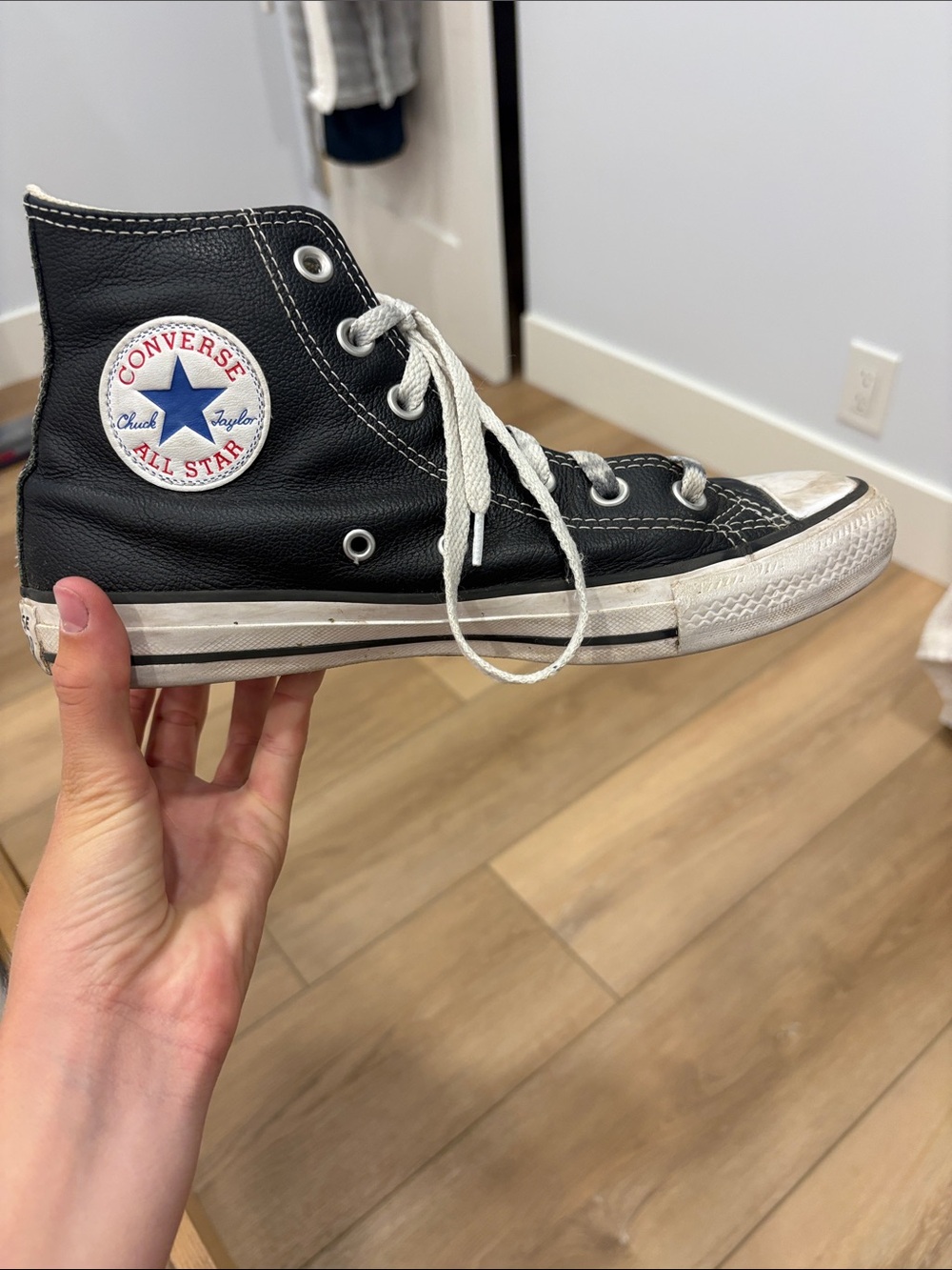 Converse Black Leather Chuck Taylor All Star High-Top Kids Sneakers